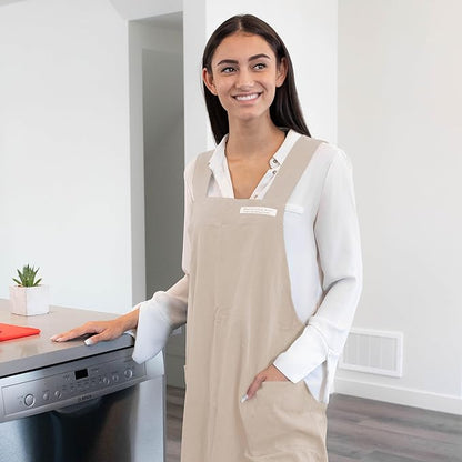 HANEE Cotton Aprons for Women and Men | Cross-Back Apron with Pockets