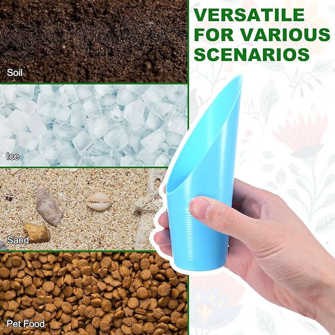 18-Pack Bonsai Soil Scoops, Plastic Garden Soil Scoops Bucket Shovel Potting Scoopers for Transplanting/Flower Planting/Plant Succulent, Colorful Small Gardening Tools [Multicolor]