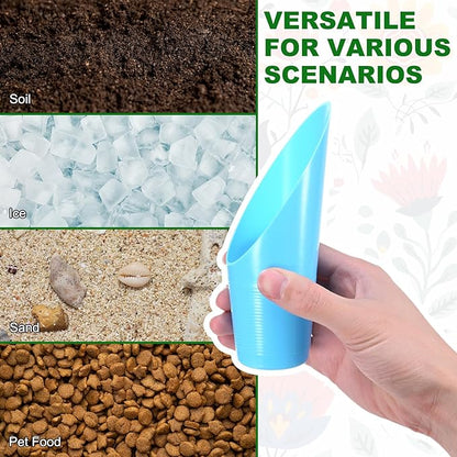 6-Pack Bonsai Soil Scoops, Plastic Garden Soil Scoops Bucket Shovel Potting Scoopers for Transplanting/Flower Planting/Plant Succulent, Colorful Small Gardening Tools [Blue]
