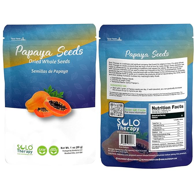 Papaya Seeds, Dried Whole Seeds, 1 oz (28 g), Raw, Natural (1 ounce (28 grams))