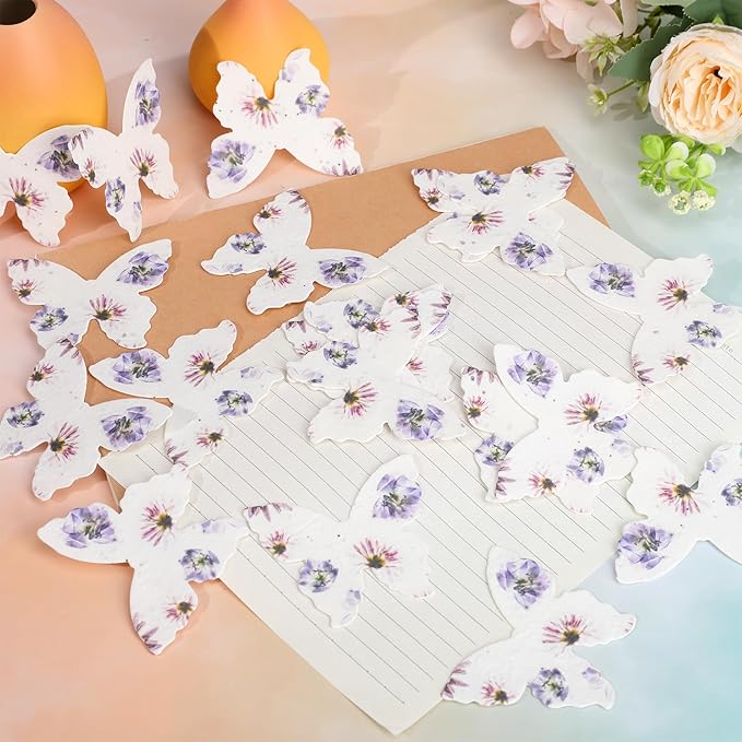Plantable Seed Paper Sheets, 60-Pack, Mixed Wildflower Seeds, Favor for Bridal Shower, Wedding Gift, Birthday, Garden Gifts & DIY Crafts