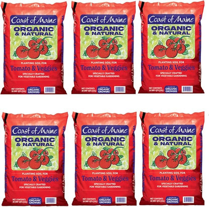 Coast of Maine Organic & Natural Planting Soil for Vegetables & Tomatoes - Premium Planting Soil w/ Composted Manure, Sphagnum Peat Moss for Multi Use Ground & Containers - Enhanced Drainage (20 Qt)