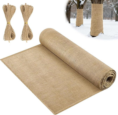 40" x 50 Ft Natural Burlap Fabric Roll with 2 Free Jute Twines - Garden Burlap Wrap for Trees, Winter Plant Protection, Weed Barrier, Raised Bed Liners, Craft & Aisle Runner