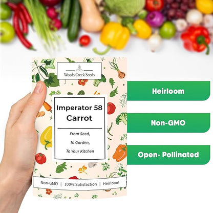 Imperator 58 Carrot Seeds for Planting – Heirloom Non-GMO Long Root Carrots for Home Gardens | Woods Creek Seeds