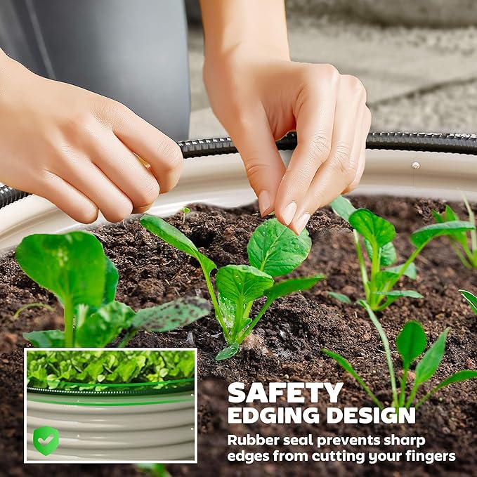 Outsunny Galvanized Raised Garden Bed Set of 2, Planters for Outdoor Plants with Safety Edging, Easy-to-Assemble Stock Tanks for Growing Flowers, Herbs and Vegetables, 3' x 3' x 2', Cream White