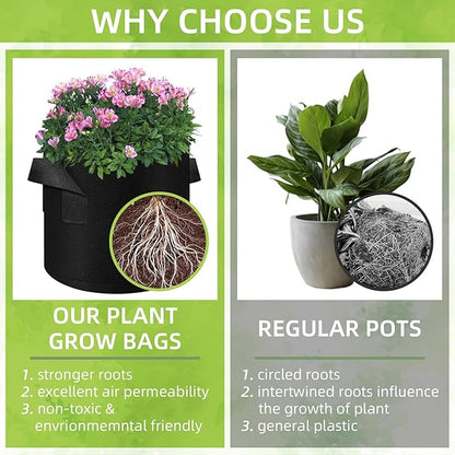 40-Pack 5 Gallons Grow Bag, Non-Woven Fabric Pots Plant Bag, Plant Grow Bags with Handles, Garden Planting Bags for Potatoes, Carrots, Tomatoes and Other Vegetable,Fruits