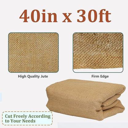 Sunnyglade 40in x 30ft Gardening Burlap Fabric, Winter Frost Natrual Burlap Plant Covers Freeze Protection, Shrub Potted Plants Cold Resistant Blankets, Suitable for Party Home Decorations (40in*30FT)