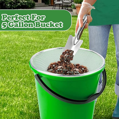 Soil, Sand, and Compost Sifter for Gardening – Sieve for Rocks, Dirt, and Organic Material – Fits 5-Gallon Buckets-3/8 in Aperture