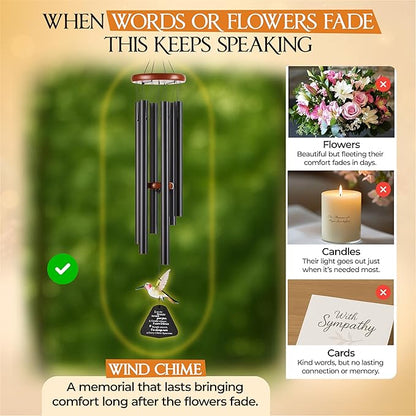32 Inch Hummingbird Memorial Wind Chimes Outdoor, Sympathy Gifts for Loss of Loved One, Memorial Gifts for Loss of Mom, Sympathy Wind Chimes for Mother, Father, Brother, Sister