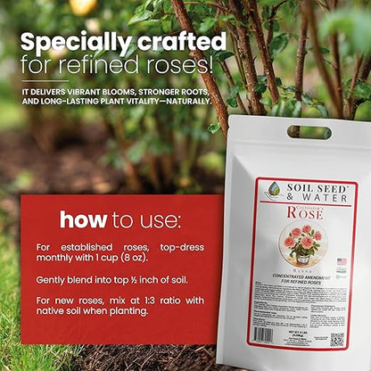 Soil Seed & Water Cultivator’s Rose Blend – Organic Fertilizer & Soil Amendment for Roses & Flowering Shrubs - OMRI Listed Organic Fertilizer (9 lbs)
