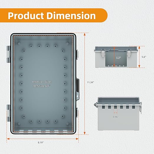 Joinfworld Waterproof Extension Cord Cover 11.4x7.5x5.5 Outdoor Electrical Box for Outside Weatherproof Clear Cover Enclosure for Power Strip Outlet Plug Cable