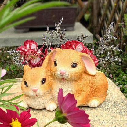 Bunny Pot, Small Succulent Pots with Drainage, Cute Bunny Resin Succulent Planter Pots, Bunny Decor Planter Tiny Animal Planter Flower Pot for Plants Flower Cactus Garden Indoor Outdoor