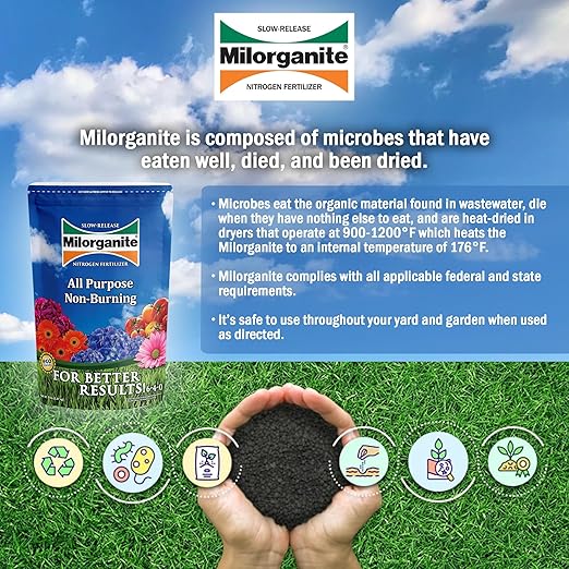 Milorganite All-Purpose Eco-Friendly Slow-Release Nitrogen 6-4-0 Fertilizer, 5 Pound Bag (Pack of 3) - for Lawns, Flowers and Gardens