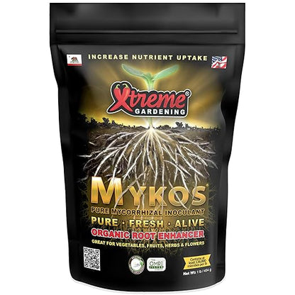 Xtreme Gardening Mykos 1 lb – Mycorrhizal Fungi Root Stimulator for Plants – Organic Root Booster for Stronger Roots, Bigger Growth & Higher Yields – Mycorrhizae for Vegetables, Flowers & Trees