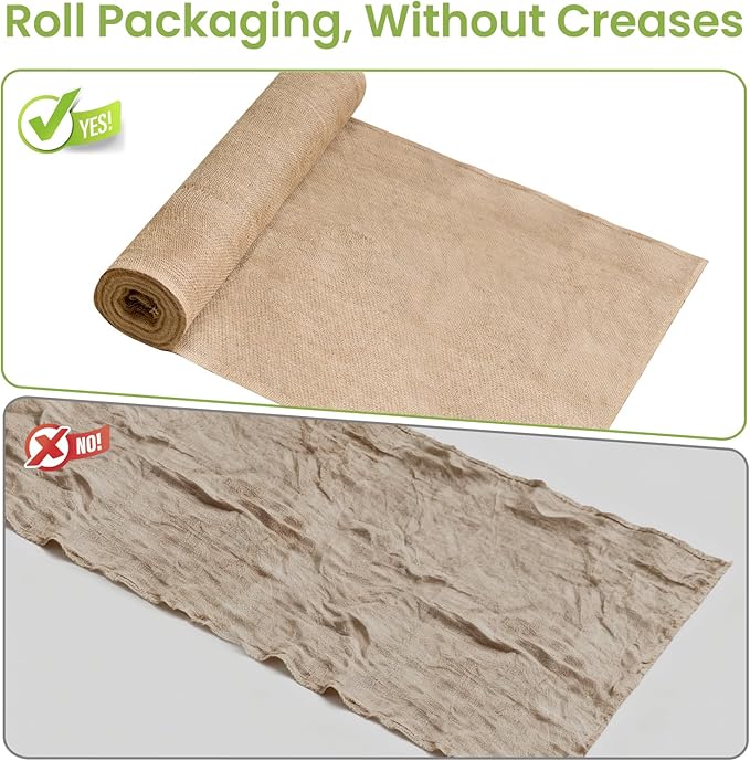 Burlap Roll, 40 x 160 ft, Heavy Duty Natural Jute Fabric for Weed Barrier, Tree Wrap, Gardening, Crafts, Wedding Decor (40IN*160FT)