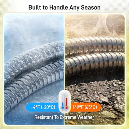 Garden Hose, 75ft 5/8" Stainless Steel Water Hose w/ 10-Mode Spray Nozzle, On/Off Valve, 523 PSI Burst, Anti-Kink, Lightweight All-Weather Flexible, Leakproof 3/4" Brass Male to Female Fittings