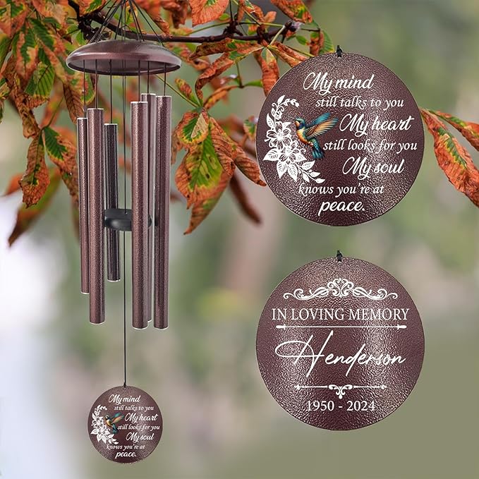 ASTARIN 36" Large Deep Tone Personalized Sympathy Wind Chimes, Memorial Wind Chime for Loss of Mother Father Loved One, Bereavement Gifts Decor Outdoor Patio Garden Graveyard, Produced in USA