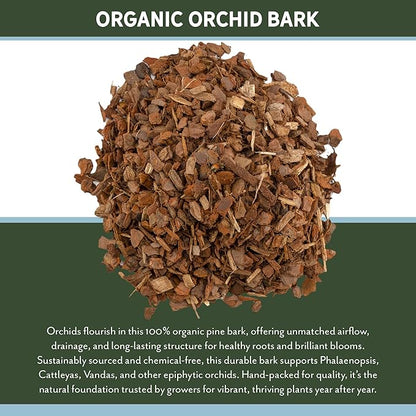 100% Organic Material All Natural Orchid Bark (4 Quarts), USA Sourced and Produced Orchid Bark Potting Mix, Orchid Potting Bark Bulk