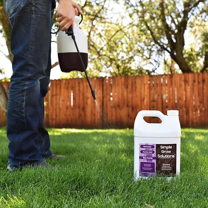 Sea Kelp for Lawn & Plants- OMRI Listed for Organic Use- Seaweed Soil Treatment for Turf Grass & Garden- Sea Hume- Simple Lawn Solutions (1 Gallon)