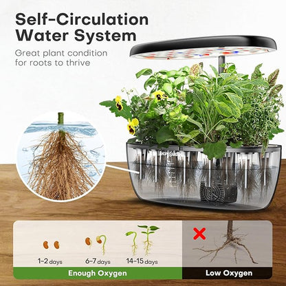 Ahopegarden Indoor Garden Hydroponics Growing System: 12 Pods Plant Germination Kit Garden Kit Growth Lamp Countertop with LED Grow Light Hydrophonic Planter Grower Harvest Vegetable Lettuce