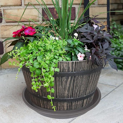 2 Pack of 22 inch Plant Saucer, Large Plant Tray, Heavy Sturdy Plant Drainage Tray for Indoors, Bird Bath Bowls, Sturdy Plastic Pot Tray for Planter 20 21"(Brown)