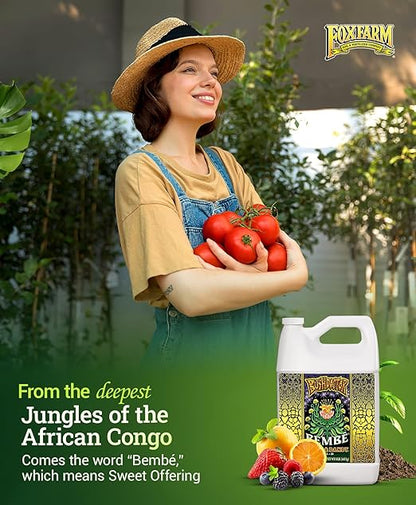 FoxFarm Bush Doctor Bembé Sweet & Dandy Liquid Plant Fertilizer - Boosts Plant Sweetness & Soil Microbes, Complex Nutrient Blend - 0-1-3 PK Fertilizer for In-Ground & Hydroponic Gardens - 1 Gallon