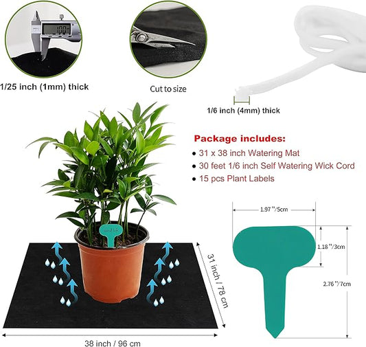 ORIMERC 31 x 38 inch Automatic Plant Watering Mat & 30 feet Self Watering System Wick Cord for Seed Starter Tray Capillary Mat for Seedling Capillary Matting for Potted Plants Greenhouse Gardening