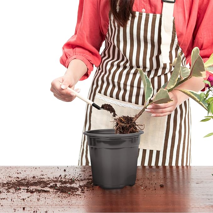 Oubest Plastic Black Plant Nursery Pots 6" 50 pcs 0.5 Gallon for Flower Plant Container Seed Starting Seedlings Reusable Transplanting Succulent Propagation Planting Pots