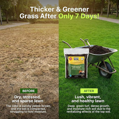 Premium Nutrient Rich Lawn Top Dressing Turf Expanding Coco Coir Mix – 10 LB Covers up to 400 sq. ft. – Grow Thicker Greener Grass in Drought Heat Conditions – Save Water, Seed, & Fertilizer