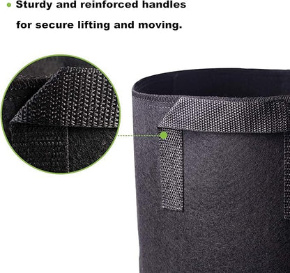 5-Pack 2 Gallon Plant Grow Bags, Heavy Duty Thickened Non-Woven Aeration Fabric Pots Container with Reinforced Handles for Gardening