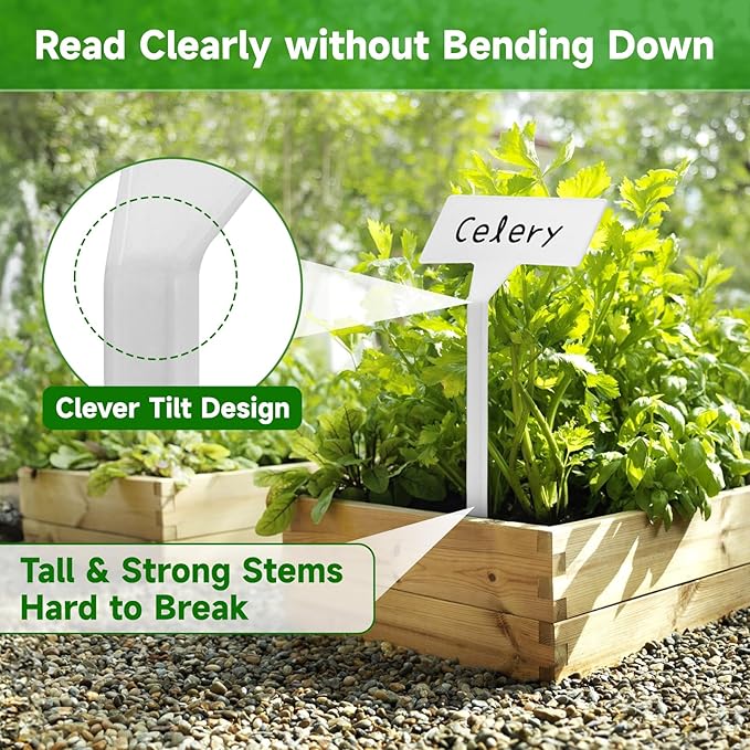 KINGLAKE Large Plant Labels,11.8 Inch Tall Plastic Plant Tags Labels,30 Pcs Nursery Garden Labels Plant Markers for Outdoor Garden Waterproof Plants Tags with Marker Pen
