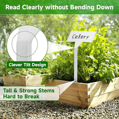KINGLAKE Large Plant Labels,11.8 Inch Tall Plastic Plant Tags Labels,30 Pcs Nursery Garden Labels Plant Markers for Outdoor Garden Waterproof Plants Tags with Marker Pen