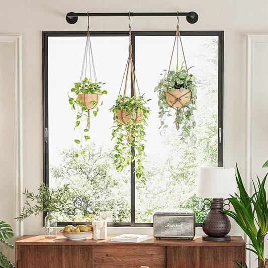 Plant Hanger Indoor Hanging Planters for Indoor Plants Hanging Plant Holder Black Metal Rod(Pot/Chain/Plant not Included
