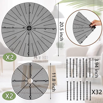 4 Pcs Plant Pot Grid Soil Protector Covers Cuttable Flower Protector 1 from Animals 20.5" 11.8" Cat Digging Stopper Plant Pot Cover with Stakes for Indoor Outdoor Gardening(Black)