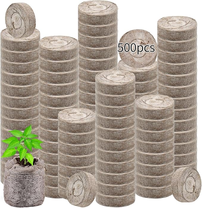 Legigo 500 Pcs 30mm Seed Starter Peat Pellets for Seedlings- Compressed Seed Starter Pods Seed Starting Pellets Plugs Soil Peat Pods for Starting Seeds, Garden Planting Herb Flower Vegetables