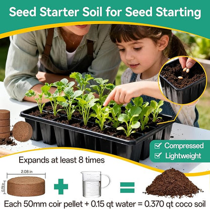 ZeeDix 200 Pcs (50mm) Compressed Coco Coir Fiber Potting Soil- Organic Coco Coir Pellet Fiber Soil for Planting Bonsai, Herbs, Plants, Flowers and Vegetables