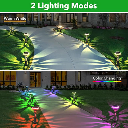 Large Solar Pathway Lights 6 Pack, 8 Modes Solar Lights Outdoor Landscape Lighting for Outside Path Walkway Driveway Sidewalk Patio Lawn Yard Garden Decor