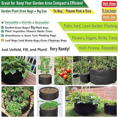 3-Pack 40 Gallon Thickened Plant Grow Bags Large (28x16 in) Heavy Duty Garden Bag Fabric Plant Pots for Potato,Tomato Planter,Herbs Veggies Planting,Flower Pots,Barrel Planter,Leaf Bag,Yard Waste Bags