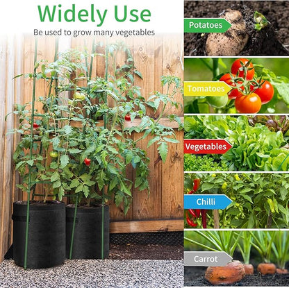 JJGoo 4 Pack Potato Grow Bags 10 Gallon with Flap, Heavy Duty Fabric with Handle and Harvest Window, Non-Woven Planter Pot Plant Garden Bags to Grow Vegetables Tomato, Black