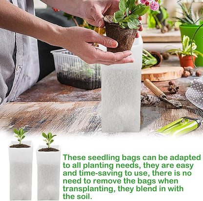 CANIPHA 60Pcs Nursery Grow Bags, Biodegradable Non-Woven Fabric Plant Bags, Seedlings Growing Pots for Vegetable Flowers Fruits Tree Planting (12.2 3.3 Inches)
