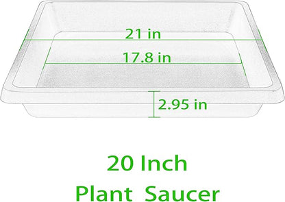 20 Inch Square Plant Saucer 2 Pack, Extra-Deep Large Plastic Plant Saucers, Plant Water Catcher Tray, Flower Pot Saucers, Plant Drip Trays, Saucers for Potted Plants Indoor and Outdoor