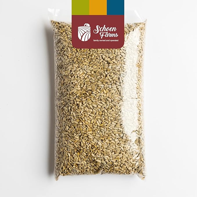 Schoen Farms Sunflower Kernels & Chips – 4 lb Bag – Hulled Sunflower Hearts Bird Seed – No-Mess Wild Bird Food for Finches, Chickadees & Cardinals