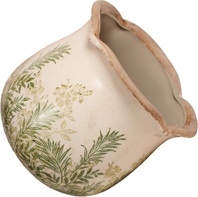 Vintage Ceramic 6.11'' Plant Pots, Decorative Vase for Indoor Garden, Room & Home Decor, Cottage Fern