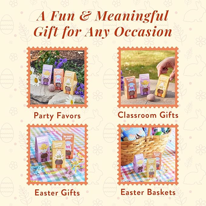 Modern Sprout Wildflower Seed Ball Poop - Easter Basket Essentials - Non-GMO, Hand-Rolled Clay Seed Bombs with Wildflower Seeds - Gardening Gift Set for Kids & Adults - (Easter Plop - Pack of 3)
