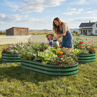 Raised Garden Bed, 6x3x1 FT Oval Raised Garden Beds Outdoor, 18” Raised Beds for Gardening Vegetables Flower Herb