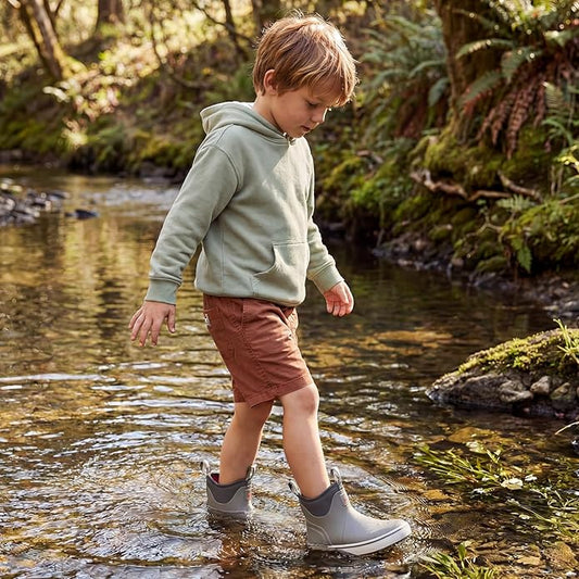 HISEA Kids Easy-On Rain Boots for Boys and Girls, Warm Waterproof Insulated Deck Boots Non-Slip Rubber Ankle Boots