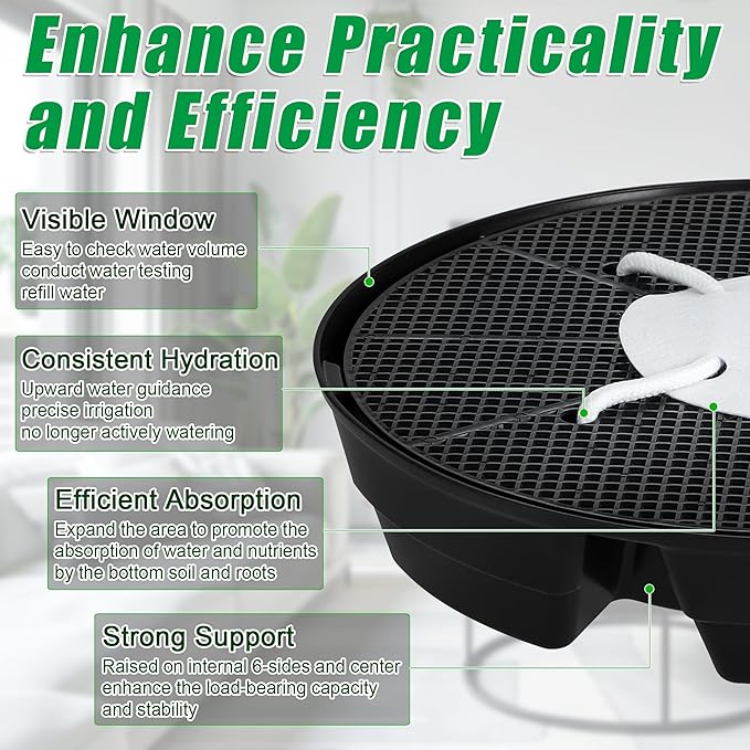 4 Pcs Self-Watering Fabric Pot Base, Auto-Irrigation System Plant Saucer for 5 Gallon Fabric Pots, Auto Watering Plant Water Tray Self Watering System for Indoor Greenhouses Grow Tents Gardens