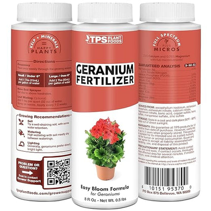 Geranium Fertilizer, Complete Grow and Flowering Liquid Geranium Plant Food, 32 oz (1 Quart)