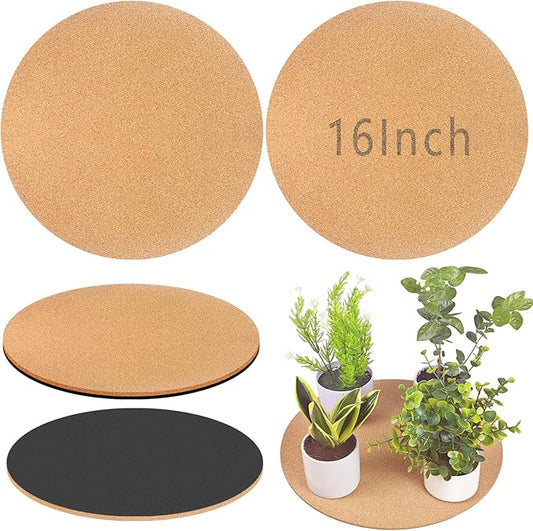 16 Inch Large Cork Plant Coasters, 2 Pieces Cork Plant Mats, Cork Coaster for Planters, Large Plant Coasters for House Plants Indoor Outdoor (Nude & Black)