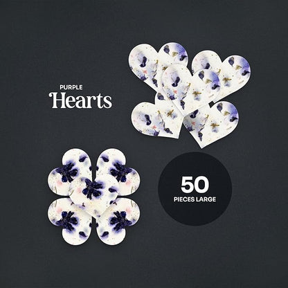 50pcs Large Purple Heart Seed Paper – Plantable & Writable Wildflower Seed Paper, Gift for Mom This Mother’s Day, Use for Shower Favors, Weddings, Heart Party Favors or Life Events